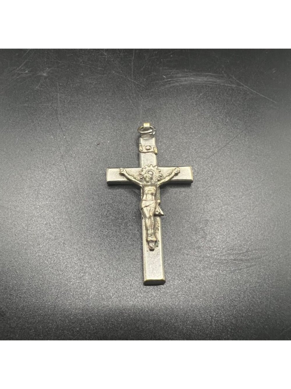 Vintage Crucifix Pendant Jesus Sunburst Design Dual-Sided Religious Cross Cathol